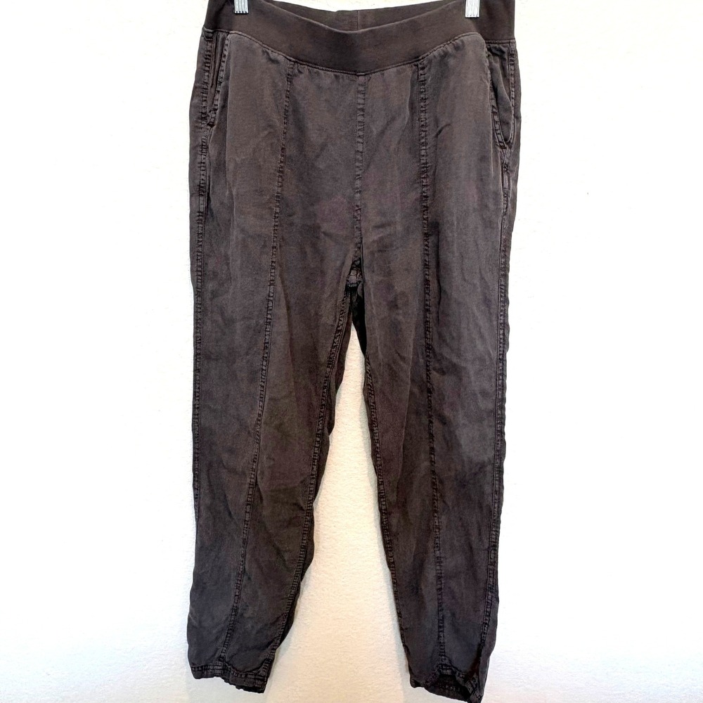 Faherty Arlie Day Pants Large Grey Tencel Linen Blend Pintuck Joggers Womens